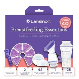 Lansinoh Youve Got This - Kit esencial de lactancia materna para nuevas mamás, juego de regalo de 77 piezas con almohadillas para orejas de lactancia 