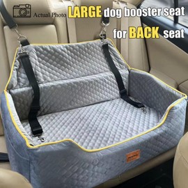 Car Seat for Large/Medium Dogs or 2 Small - Memory Foam Bed, Pet Safety Booster for Back Seats, Detachable Washable, Carriers Travel