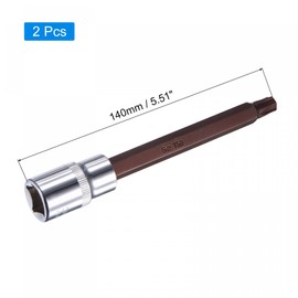 sourcing map 1/2" Square Drive x T50 Torx Bit Socket, S2 Steel Bits, CR-V Sockets 140mm Length (for Hand Use Only) 2 Pcs