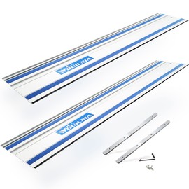 110" Plunge Track Saws Guide Rail for Makita Festool, Includes 2 PCS 55" Aluminum Extruded Guided Rails and 2 Guide Rail Connectors for Woodworking Longer Cuts, Sliver