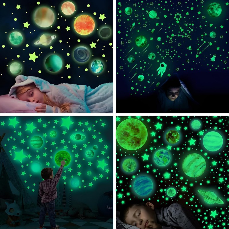Estrellas Fluorescentes para Techo, 849 pzas Reutilizables y Autoadhesivas, Estrellas