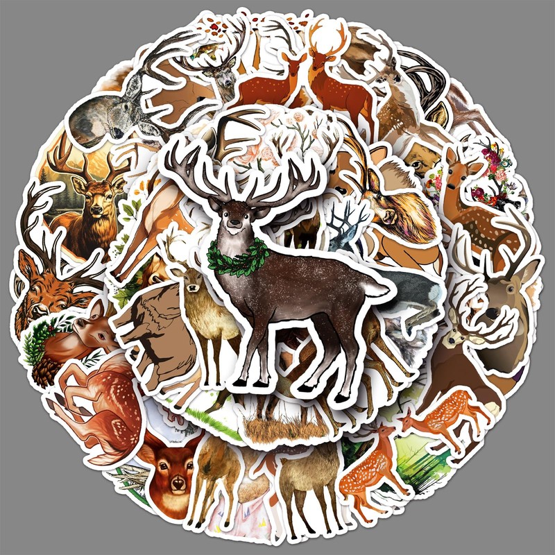 Deer Stickers Pack of 50 Vinyl Waterproof Stickers for Laptop