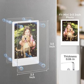 AITEE Acrylic Fridge Magnetic Frame for Instax Mini Photos Strong Magnets Double-Sided Display Clear Frameless Refrigerator Picture Frame for Home Office Decor, Gift for Family (2.36"x3.54" Inch) (12, 2.36"x3.54")