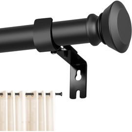 Black Curtain Rods for Windows 60 to 122 Inch, 5/8 Inch Diameter Adjustable Curtain Rod Set, Decorative Curtain Rods With Brackets for Bedroom, Outdoor, Living Room
