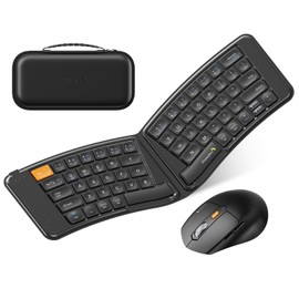 ProtoArc ProtoArc Ergonomic Foldable Keyboard Mouse, XKM03 Portable Folding Bluetooth Keyboard Mouse Combo for Business and Travel, Split Design, 3 Bluetooth, Rechargeable, for iPad, Tablet, iPhone, Laptop