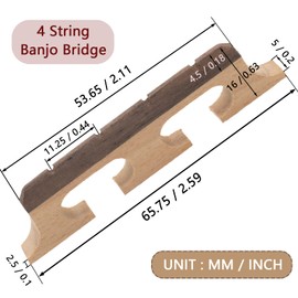 Cheerock 4 String Banjo Bridge, Banjo Bridge Parts and Accessories Replacement, Ebony Maple Banjo Bridge for 4 String Banjo