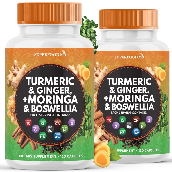 Turmeric Moringa Supplement | Ginger, Boswellia, Saffron, Holy Basil- Joint