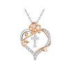 LynChoe S925 Sterling Silver Heart Rose Gold Letter Initial Necklace