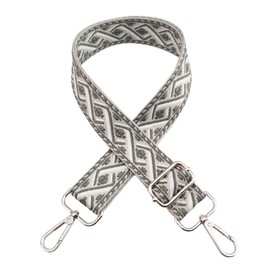 Bag Straps for Changing Shoulder Strap for Bag, Adjustable Bag Strap Wide 3.8 cm with Silver Carabiner Shoulder Strap, Bag Strap, Shoulder Strap, Carry Strap for Handbags, Colourful, R, grey / white