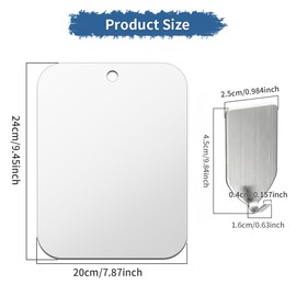 CEUQIESO Shower Mirror Fogless for Shaving, 7.87×9.45inch Unbreakable Plexiglass Shower Mirror for Shaving Men and Women with 1 Adhesive Hook, Fog Free Small Wall Mirror for Shower Travel