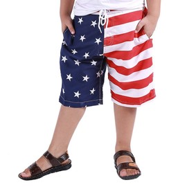GETUBACK Boys Swim Trunks Boys Quick Dry Shorts Fashion Summer Beach Shorts US Flag Red White Tag Size 8