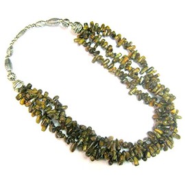 CRYSTALMIRACLE Tigers Eye 20 Inches Three Layered Necklace Healing Fashion Accessory Women Gift Handcrafted