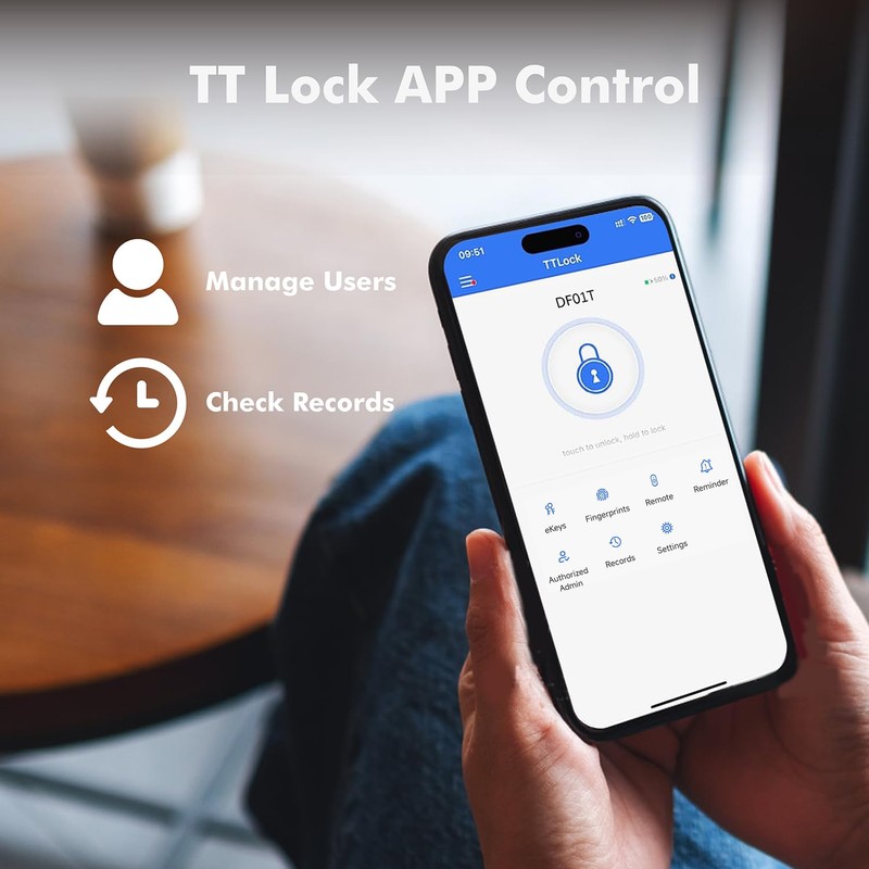 Fingerprint Keyless Entry Door Lock,Smart Deadbolt Lock with App Countrol,Biometric