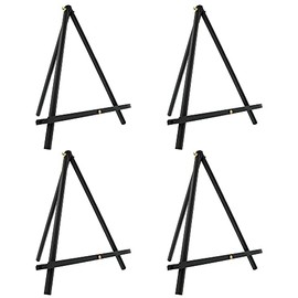 U.S. Art Supply 12" High Black Wood Display Stand A-Frame Artist Easel (Pack of 4) - Adjustable Wooden Tripod Tabletop Holder Stand for Canvas, Painting Party, Kids Crafts, Photos, Pictures, Signs