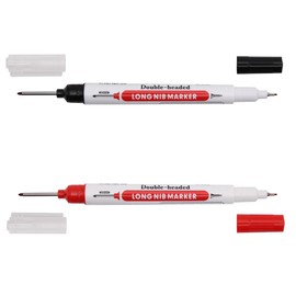 Cali&Brita Nib Length: 0.8 inches (20 mm). Oil-based Pen, Fine Brush, 0.02/0.03 inch (0.5/0.7 mm), Long Nib, Double Marker, Hobby, DIY, Architecture, Steps, Set of 2 Red and Black