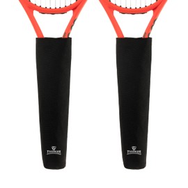 Thorza - Juego de 2 fundas para raqueta de tenis, color negro, con asa protectora extraíble para almacenamiento y transporte de bolsas, accesorio universal para raqueta para jugadores activos