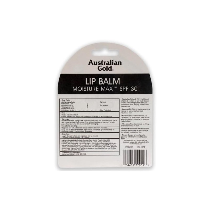 Australian Gold Spf30 Lip Balm 0.15 Oz, 0.15 Ounces