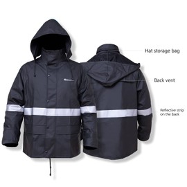 HANMENGXUAN Rain Suits for Men Waterproof Work Heavy Duty Rain Gear Raincoat Fishing Jacket and Pants Rainwear(Black,X-Large)