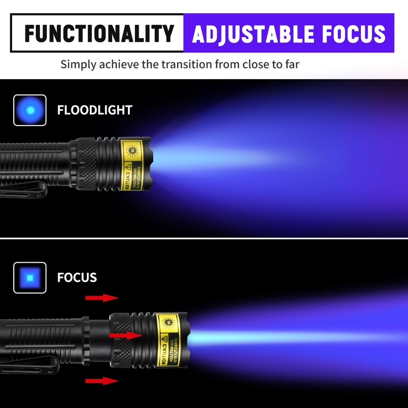 DARKDAWN UV Flashlight 365nm Black Light，Mini & Powerful USB- C