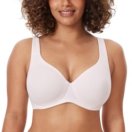 DELIMIRA Women's Plus Size Bras Minimizer Underwire Full Coverage Unlined Seamless Cup Coconut White 34F