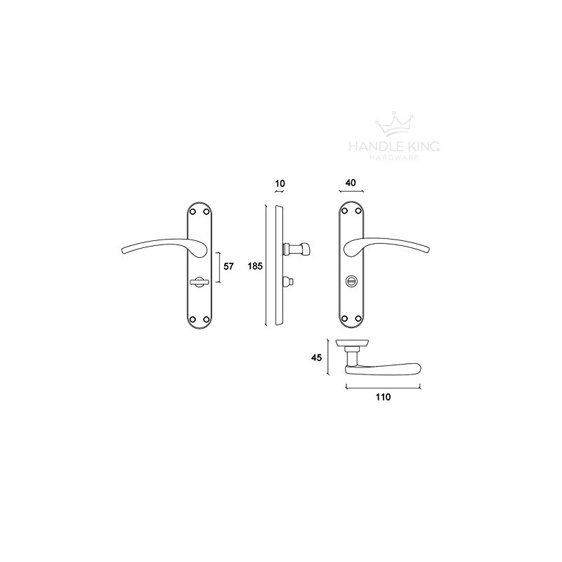 Polished Chrome Door Handles on Backplate - Lever on Bathroom
