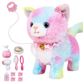 Regalo para Niñas Eléctrico Gatito de Peluche Interactivo, Control Remoto, Camina Maúlla Mueve Cabeza Menea Cola, Perro Robot Mascota de Juguete