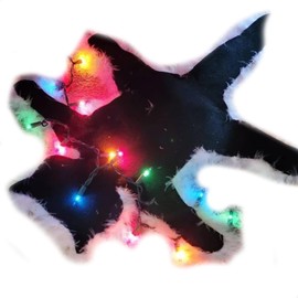 Luminous Roasted Cat Rug, National Lampoon's Christmas Vacation Inspired Decorative Roasted Cat Rug by Aunt Bethany with Fur Trim. Funny (C)