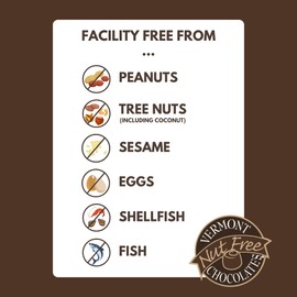 Vermont Nut Free Chocolates Small Chocolate Bar (Dark Chocolate) 1.35 Ounce Bars, 18 Count, Nut-Free, Egg-Free, Kosher