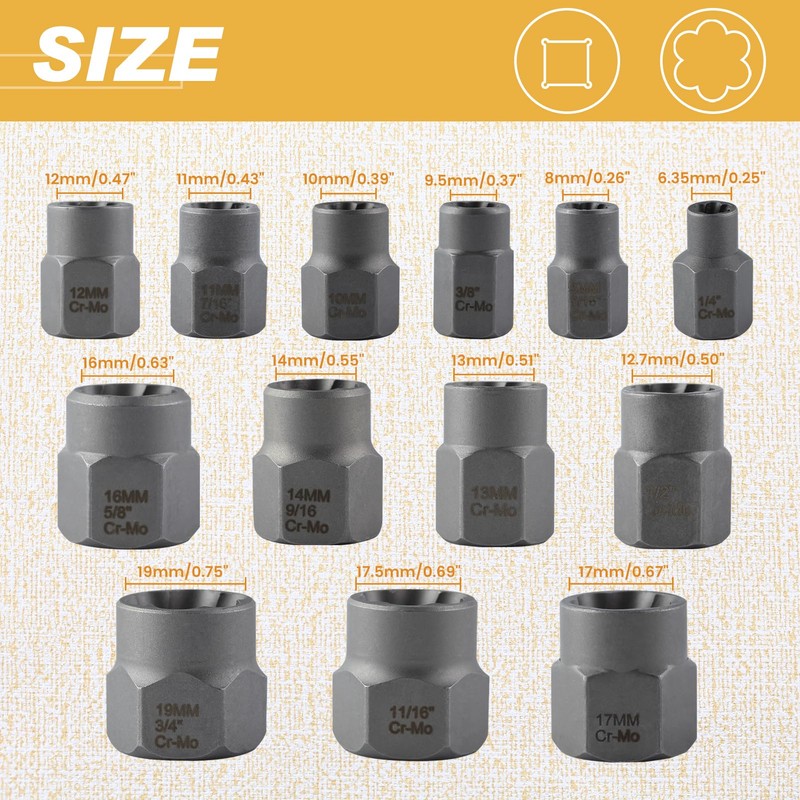 LEONTOOL Bolt & Nut Removal Set, Nut Socket Set, Twist