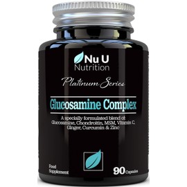 Glucosamine and Chondroitin Complex - 90 High Strength Glucosamine Sulphate Capsules - Joint Care Supplements for Men & Women - Nu U Nutrition