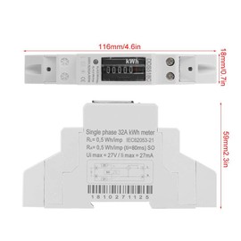 Electric Meter Digital LCD 220V Single Phase DIN-Rail Electronic KWH Meter -25 ℃ ~ 55 ℃ with Low Power Consumption