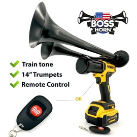 DeWalt Impact Drill Train Horn 20v + Remote Control and 14" Trumpets - BossHorn