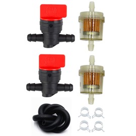 494768 698183 1/4" Fuel Gas Filter, Shut Off Valve, fuel line with Clamp for Kawasaki Kohler BS John Deere Murray Snapper Toro Lawn Mower(2Set)