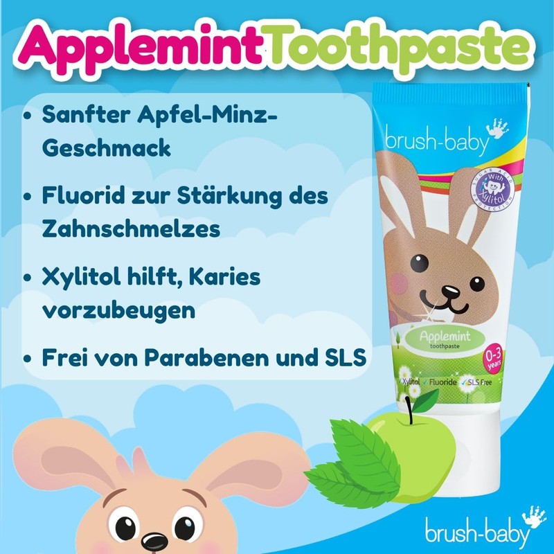 brush-baby Apple Mint Toothpaste for Babies and Toddlers | Stage