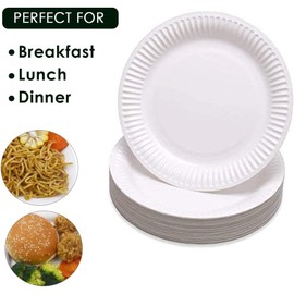 aangel ENTERPRISE 100pcs Large Paper Plates, Strong Disposable Plates for Birthday Party 23cm Used for Hot Cold Food PERFECT for EVERYDAY USE Picnic BBQ All Household Party