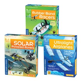 Thames & Kosmos Fun, Educational Engineering 3-Pack Bundle | Ultralight Airplanes, Rubber Band Racers, Solar-Powered Rovers | Learn About The Physics of Flight, Energy Conversion & Solar Energy