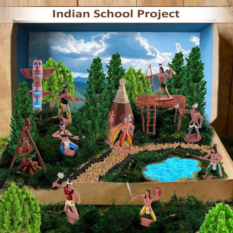 Morofme Native American Indians Figures Toys Set Plastic Indians Action