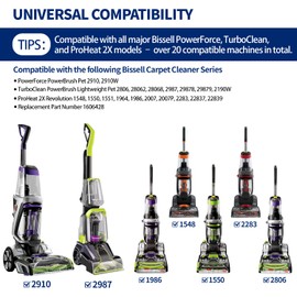 ZITFRI Replacement Belts for Bissell 2910, 2987, 2806, 28062, 29878, 29879, 2190W PowerForce TurboClean PowerBrush Pet Carpet Cleaner, Flat Pump Belt Compatible with Part #1606428 (2 Pack)