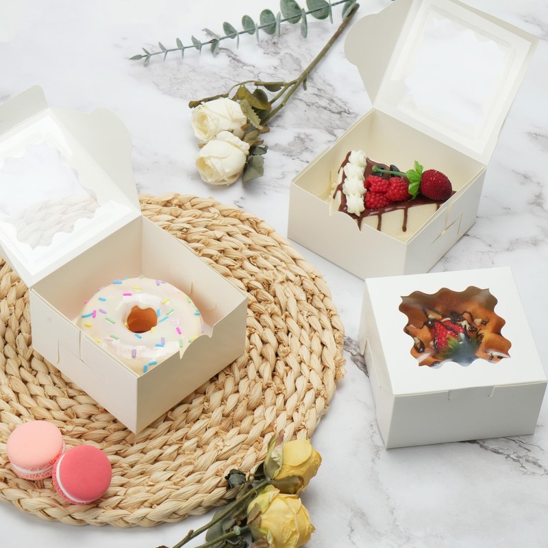 LotFancy 60pcs Small Cookie Boxes, 4x4x2.5 Inches, Bakery Boxes with