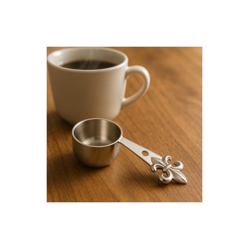 Nickel Fleur de Lis Coffee Scooper. Tea Scoop - Set