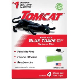 Tomcat Super Hold Glue Traps Mouse Size, Contains 4 Traps - Captures Mice