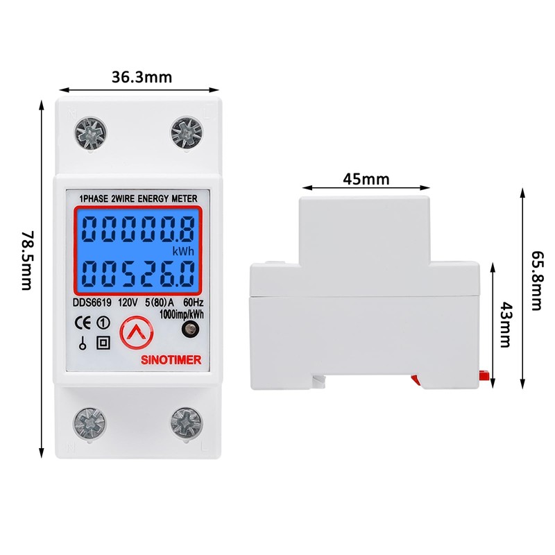SINOTIMER DDS6619 Din Rail Single Phase Energy kWh Electric Meter