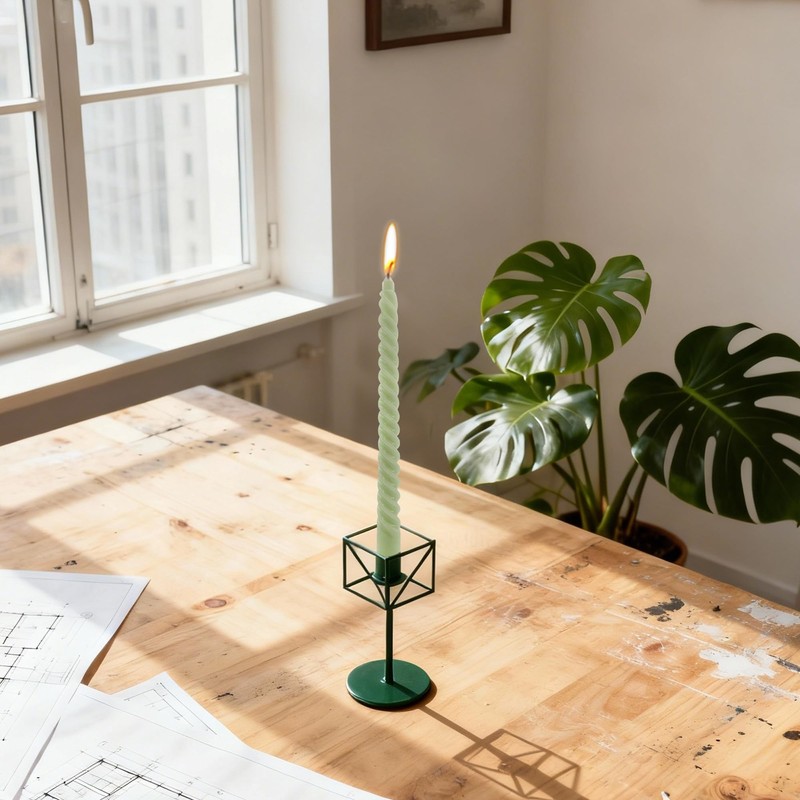 8 Pack 10 Inch Sage Green Spiral Taper Candles Long