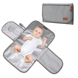 Travel Changing Mat, Portable Changing Mats, Foldable and Waterproof, Machine Washable for Babies in Outdoor Activities and Travel, Gift for New Parents (Grey)