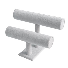 Bustlwor Velvet Bracelet Holder, Bracelet Holder, Velvet Jewellery Storage System, Removable, 2 Levels, for Jewellery, Watches, Chains, Bracelets, Headband Stand (Grey)