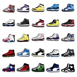 25 PCS Shoe Charms for Croc Charms, Sports Shoe Decoration for Clog Sandal, Party Favors, Birthday Gift, Cute Bracelet Accessories,Slippers Shoe Decoration for Kids,Boys,Girls,Teens,Men