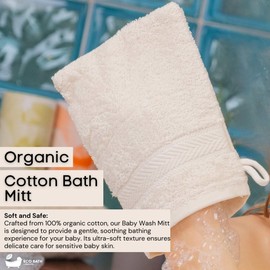 Eco Bath London Organic Cotton Bath Mitt - Pack of 3, Ultra Soft and Hypoallergenic, 100% Organic Cotton with Hanging Loop, Undyed and Unbleached