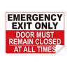 Emergency Exit Only Signs Sticker，Self Adhesive UV, Weather, Scratch, Water