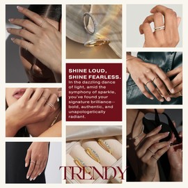 VISDIV 2mm 925 Sterling Silver Rings Gold Engagement Wedding Band Eternity Cubic Zirconia Simulated Diamond Stackable Ring Oura for Women (Gold, 9)