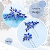 Flayem Wedding Hair Pins Blue Rhinestone Hair Accessories Bridal Crystal